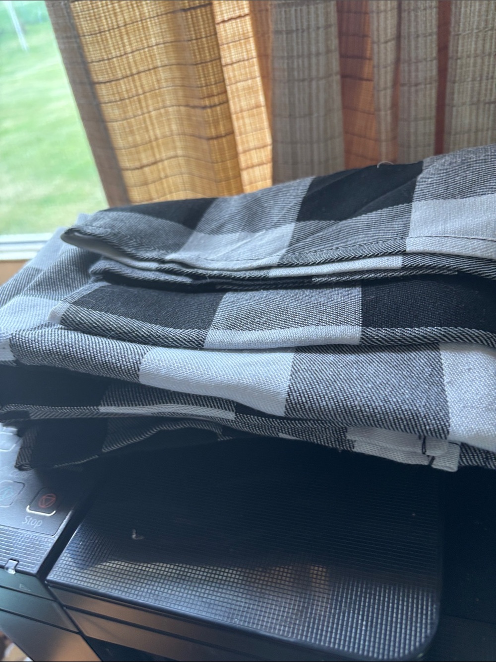 8 black and white buffalo check table napkins